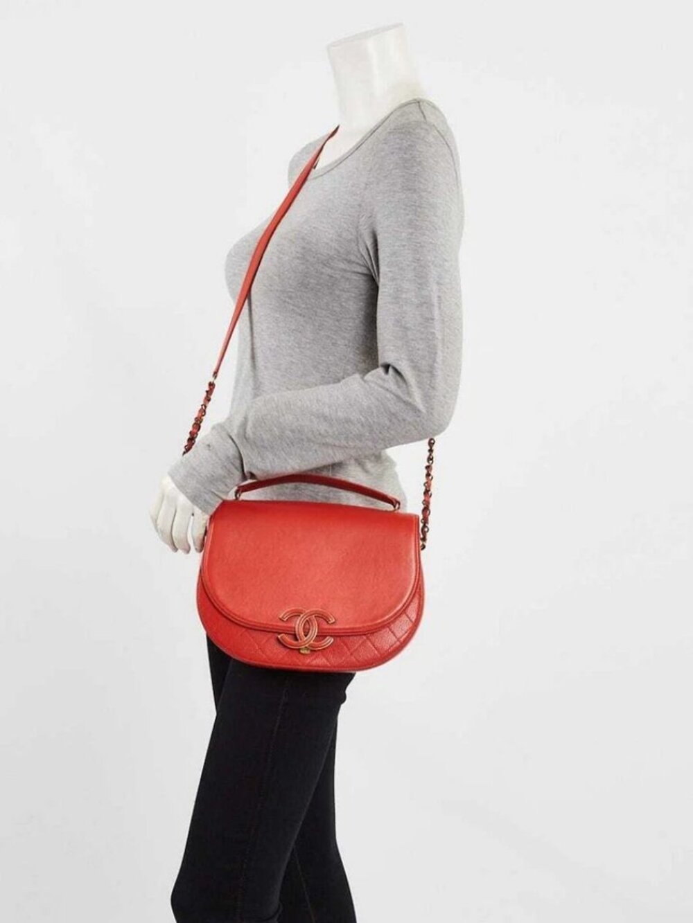 Chanel Red Leather Coco Curve Crossbody Bag